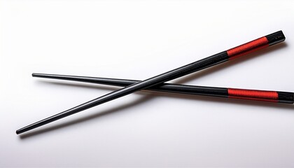A Pair Of Black Chopsticks With Red Tips Commonly Used In Asian Cuisine Displayed Against A White Background Transparent Background