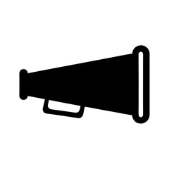 Bold black and white megaphone icon for announcements and sports cheering