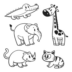 cute doodle vector icons alligator bear cat.svg