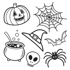halloween doodle icons pumpkin ghost witch ha.svg