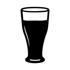 Elegant black and white minimalist illustration of a tulip style pint glass