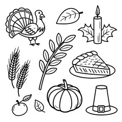 holiday doodle pack turkey pumpkin pie corn.svg