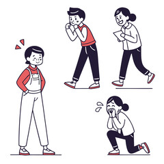 minimal line characters happy person sad woman.svg