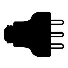 Silhouette of a three prong electrical plug for power and electricity