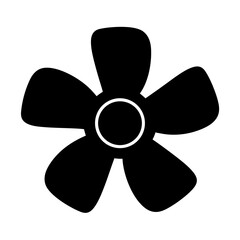 Monochrome flower blossom with five petals and circular center design