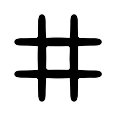 Black Hashtag Symbol with Rounded Edges on White Background Simple Design