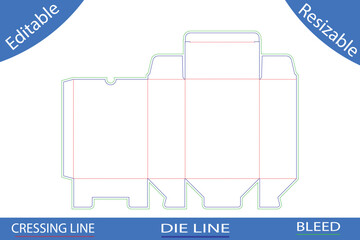 Packaging Box Die Cut Template with Creasing and Bleed Lines