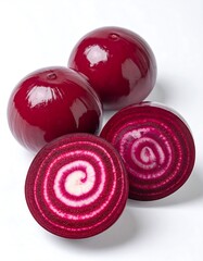 Vibrant Beetroot Display - Whole and Sliced Freshness.