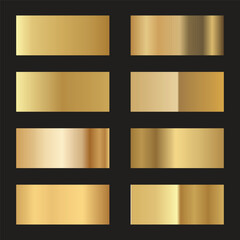 Gold foil gradient texture background set. Collection of golden foil gradient template. Vector illustration