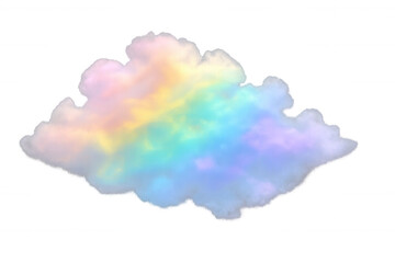 Obraz premium Pastel rainbow gradient cloud with soft colorful vapor on transparent background, symbolizing dreams and imagination