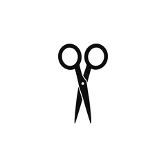 Closed scissors minimal black vector silhouette isolated on white