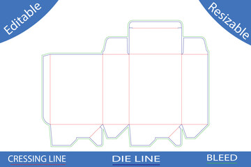 Packaging box template die cut and fold lines vector