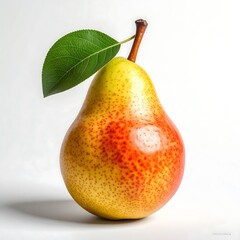Ripe Pear with Leaf - A Fresh and Vibrant Fruit Still Life.