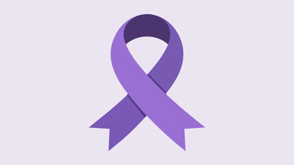 A single purple awareness ribbon, a symbol for various causes, on a plain background.