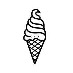 Ice Cream Cone Line Art Illustration