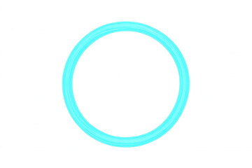 Glowing neon circle in light blue, forming an abstract and modern frame with a futuristic vibe on a clear background
