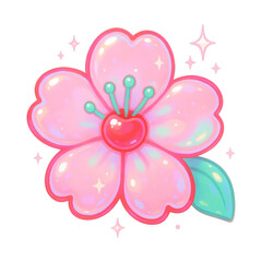 PNG Glossy pink flower illustration