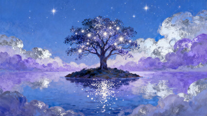 夜空に浮かぶ島