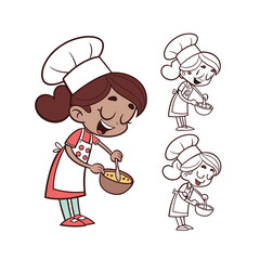 Young chef baking cookies delicious homemade treats fun kitchen activities isolated on transparent background