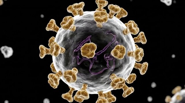 Virus Cell Close Up Medical Render Illustration Microscopic Biology Germ Disease Health Research Science Healthcare