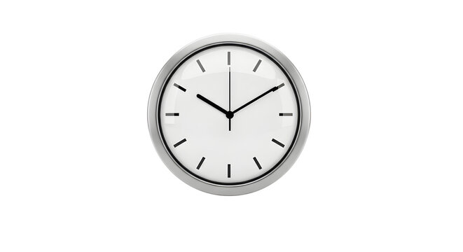 Analog clock showing ten past two isolated on white background