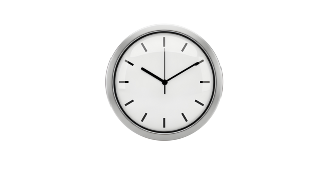 Analog clock showing ten past two isolated on white background