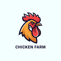 Vibrant illustration of a rooster's head, perfect for a chicken farm logo or branding.