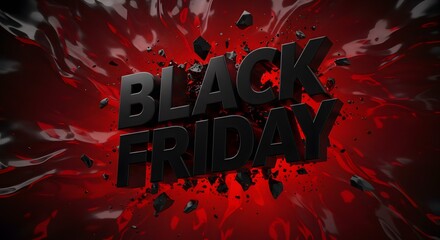 Black Friday sign with a striking red background and shattered effect, promoting the shopping sale season