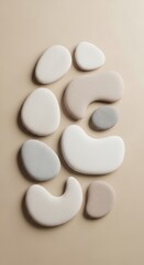 Abstract soft organic shapes arranged in a pleasing composition.