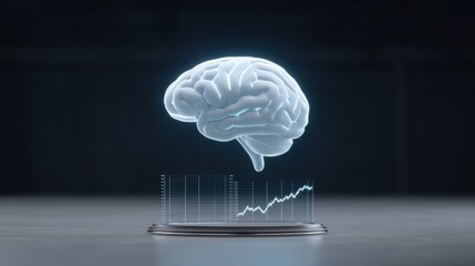 foodtech startup strategy A floating brain above a graph symbolizes intelligence and data analysis.