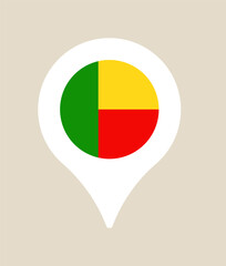 benin pin flag vector illustration. Modern vibrant flag emblem design in authentic national colors. Isolated vector design