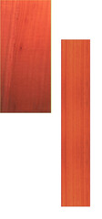 Vertical exotic red of mahogany tree. Mordanted boards.
