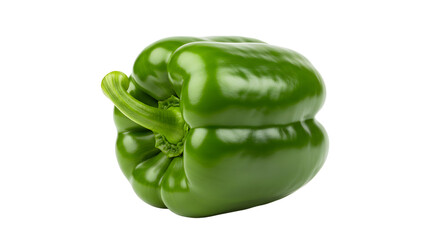Fresh green bell pepper isolated on white background, healthy vegetable perfect for cooking and salads