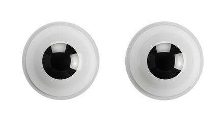 Pair of realistic googly eyes on white background, perfect for crafts, toys, decoration, and creative projects