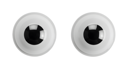 Pair of realistic googly eyes on white background, perfect for crafts, toys, decoration, and creative projects