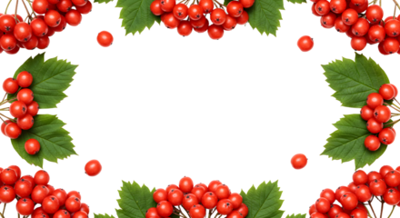 Red holly berries and green leaves frame with decorative Christmas border design on black background, perfect for holiday cards and seasonal invitations