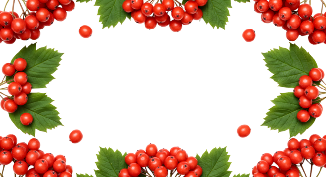 Red holly berries and green leaves frame with decorative Christmas border design on black background, perfect for holiday cards and seasonal invitations