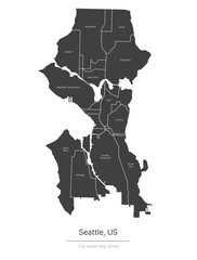 Seattle Map. vector map of city in the US.