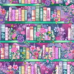 seamless background with flowers library