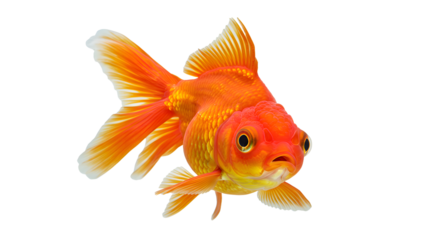 Bright orange goldfish isolated on white background, close-up aquatic pet perfect for aquarium enthusiasts
