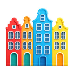 Naklejka premium PNG Colorful Dutch-style house facades