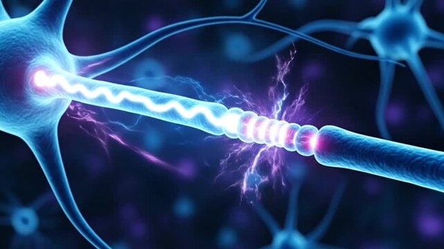 Neuron Connection Animation Firing Nerve Cells with Synapses Brain Activity Neural Impulse Transmission Neurology Brain