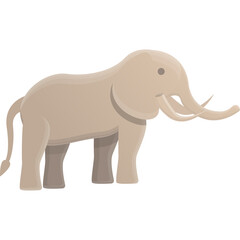 A Cartoon Elephant With Large Tusks And A Tail Standing On A Transparent Background