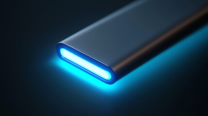 Close up of USB port emitting faint blue glow in hyperrealistic style representing modern technology connection data transfer and digital interface concept with futuristic minimal aesthetic