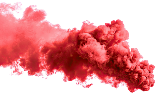 Swirling cloud of vibrant red smoke against a black void