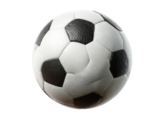 Textured, black-and-white soccer ball against black background