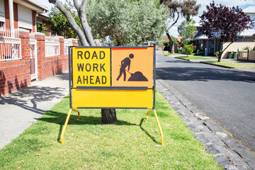 sign road road work ahead	