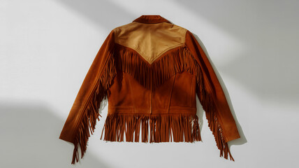 Brown Suede Western Jacket with Fringe Detail and Yoke cowboy