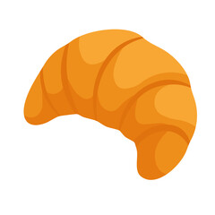 Flat vector illustration of a croissant pastry in warm orange tones, cute minimal design, white background.