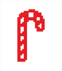 Obraz premium Isolated Pixelated Red Candy Cane Icon on White Background
